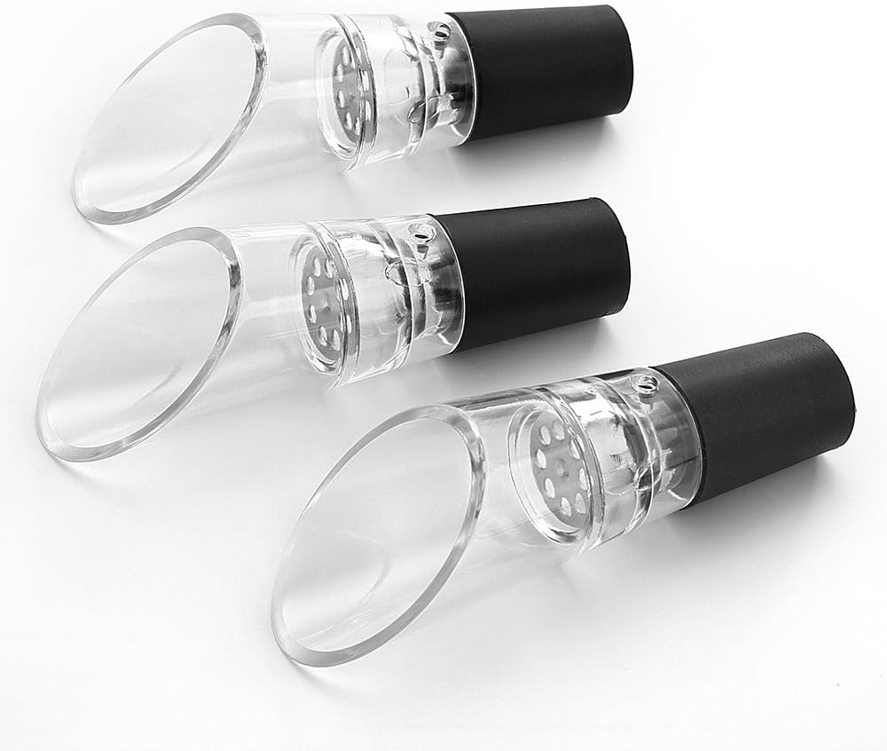 6 Piece Black Wine Pourers with Conical Silicone Stopper Silicone Seal and Aeration Function - Image 4