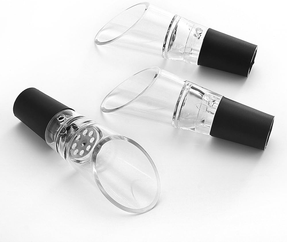 6 Piece Black Wine Pourers with Conical Silicone Stopper Silicone Seal and Aeration Function - Image 5