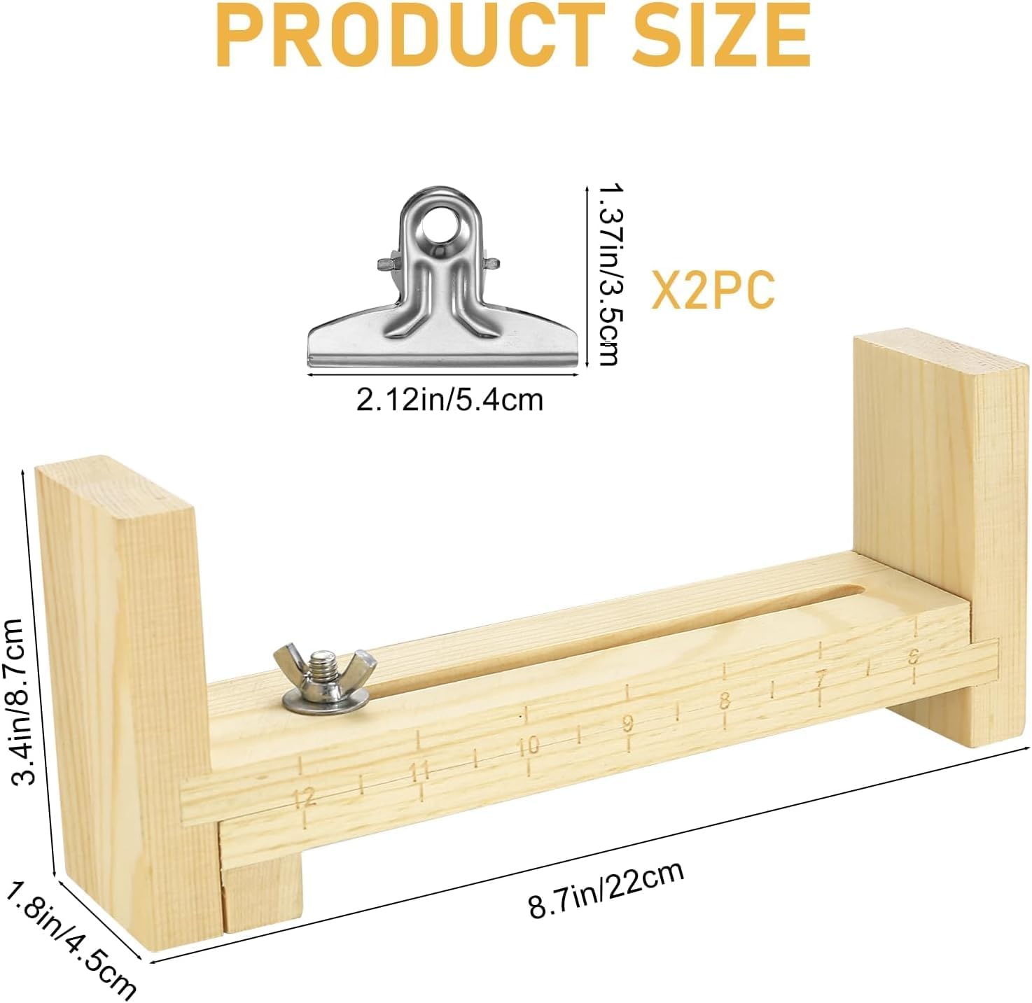 Adjustable Wooden Bracelet Weaving Frame with Double Scale 2 Clamps for DIY Bracelet Belt Keychain Making - Image 2