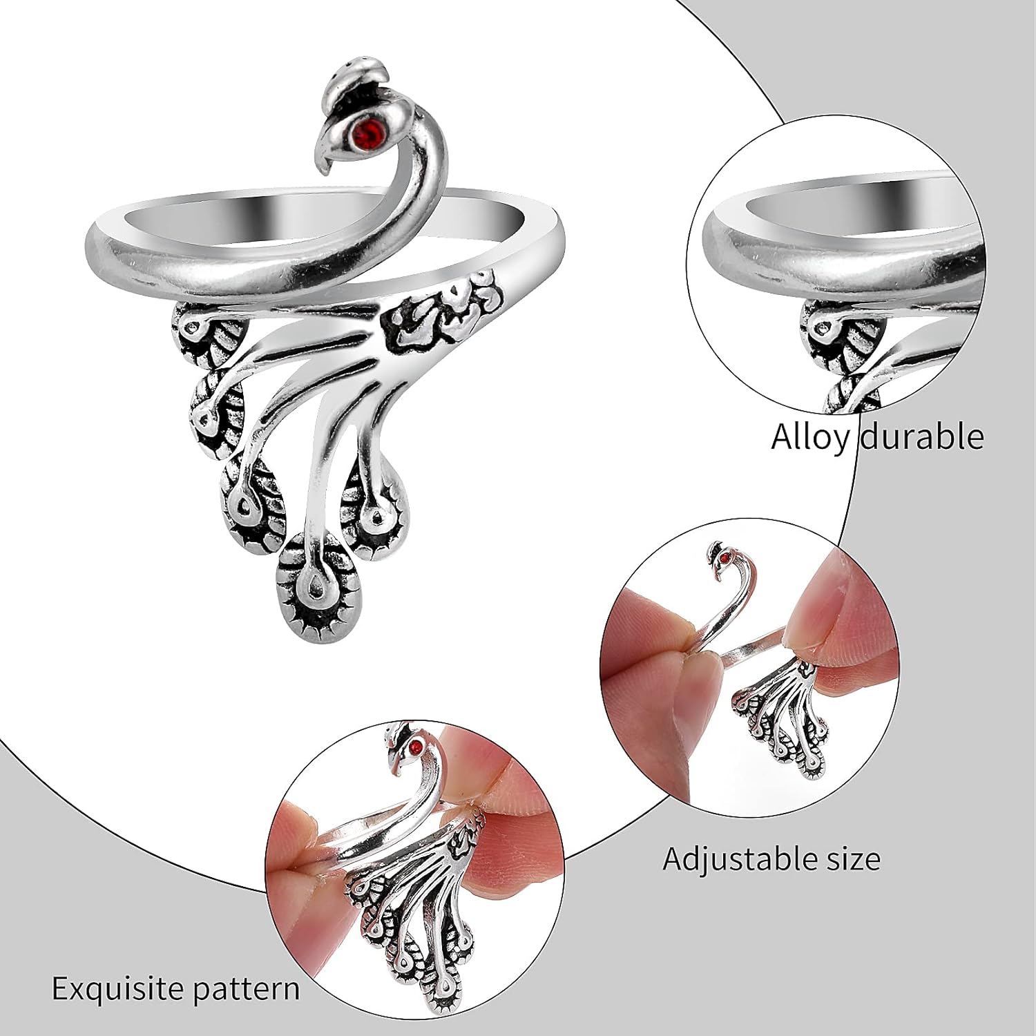 2 Pack Adjustable Yarn Guides for Crocheting & Knitting - Finger Ring Holders - Silver - Image 6