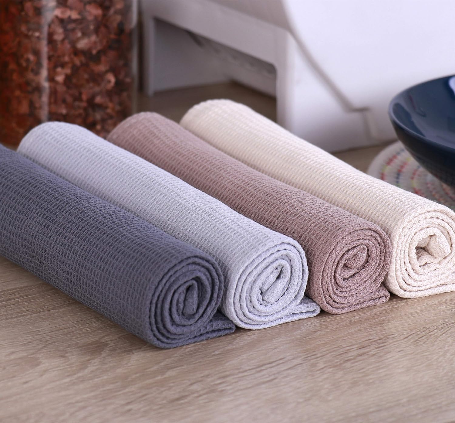 4-Piece Kitchen Towel Set 100% Cotton 43x65cm Highly Absorbent Quick Drying Multifunctional - Image 2