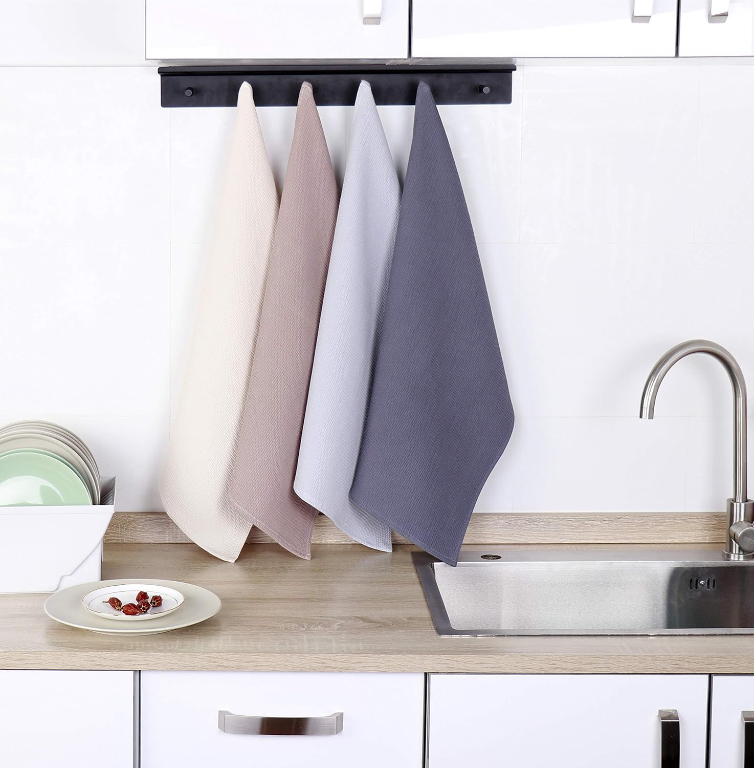 4-Piece Kitchen Towel Set 100% Cotton 43x65cm Highly Absorbent Quick Drying Multifunctional - Image 3