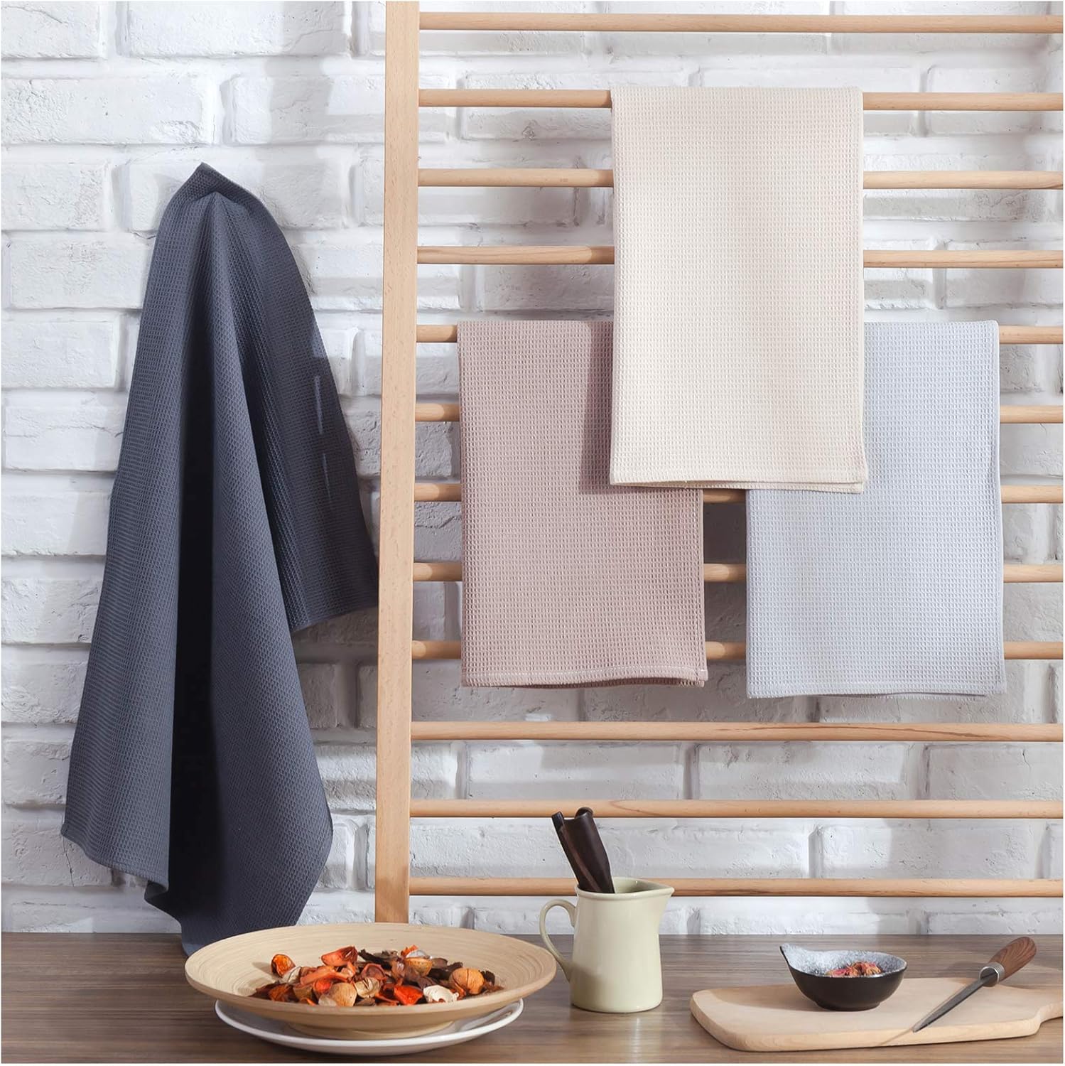 4-Piece Kitchen Towel Set 100% Cotton 43x65cm Highly Absorbent Quick Drying Multifunctional - Image 5