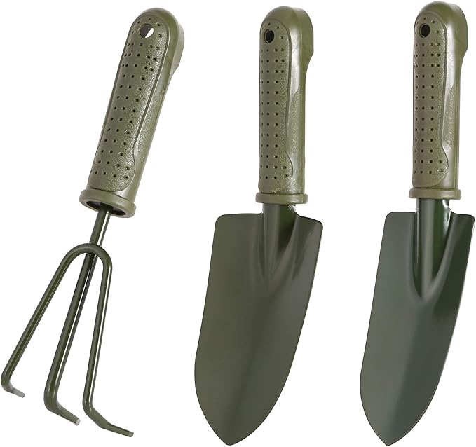 3-Piece Garden Tool Set - Carbon Steel - Ergonomic Handles - Garden Tools for Planting and Soil Cultivation - Image 1