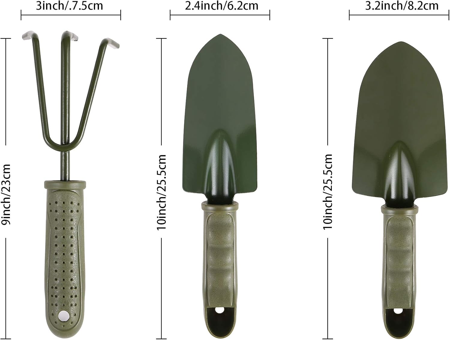 3-Piece Garden Tool Set - Carbon Steel - Ergonomic Handles - Garden Tools for Planting and Soil Cultivation - Image 5
