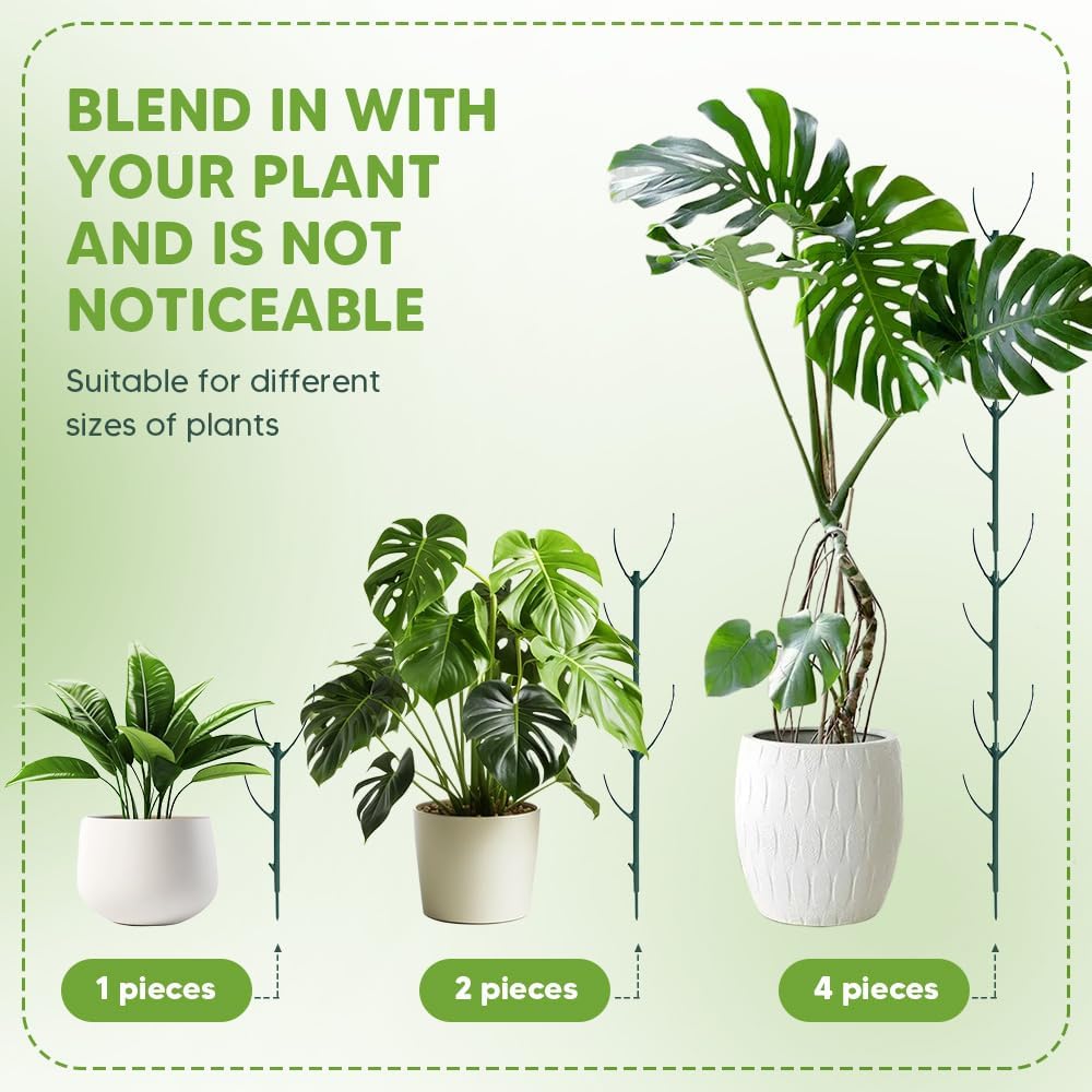 10 Pack Stackable Plant Support Stakes for Monstera - Includes 20m Binding Wire & Velcro - Climbing Plant Support Green - Image 3