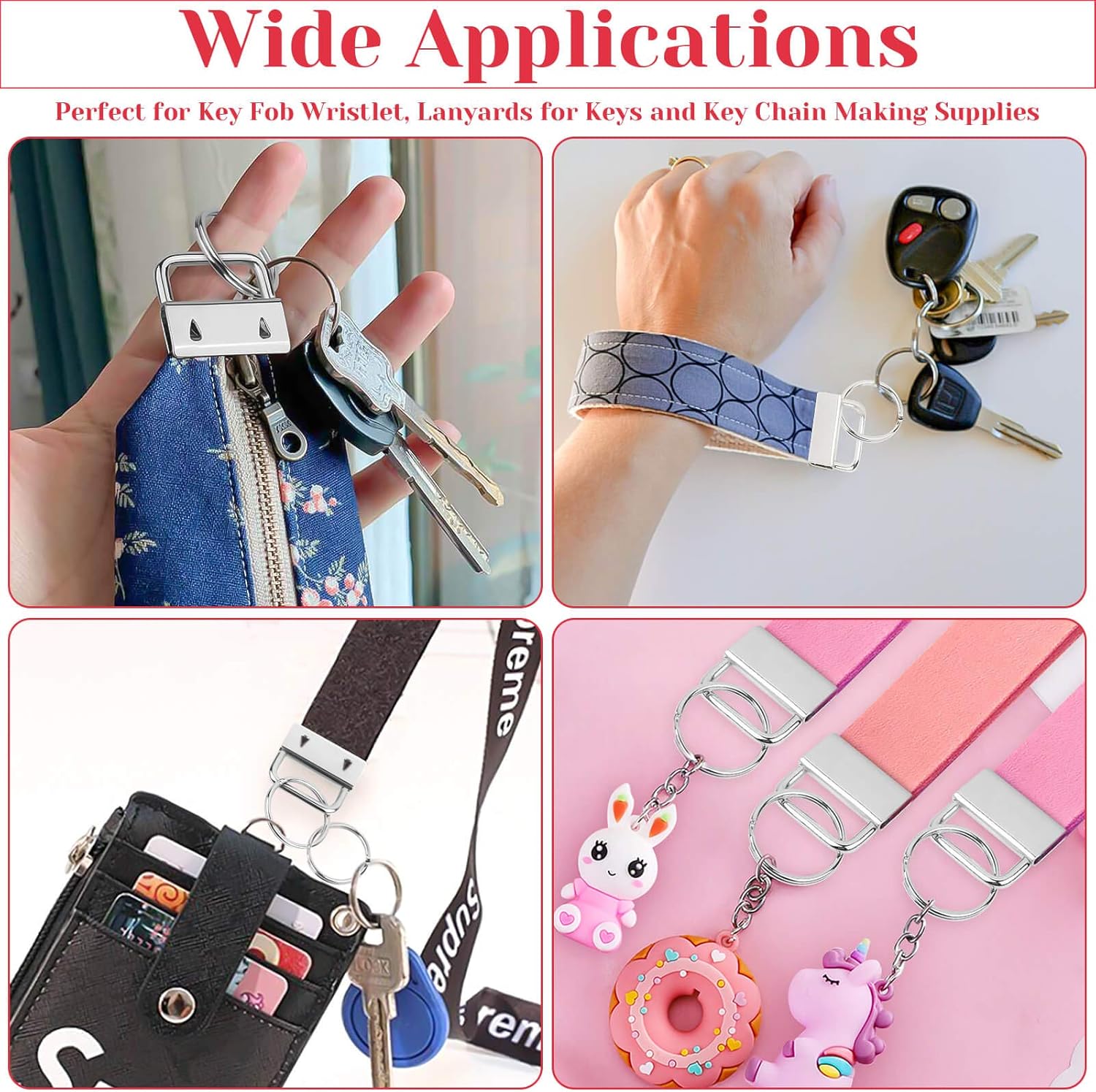 50 Pack 25mm Metal Keychain with Ring & Pliers - DIY Keychain Making Kit - Silver - Image 2