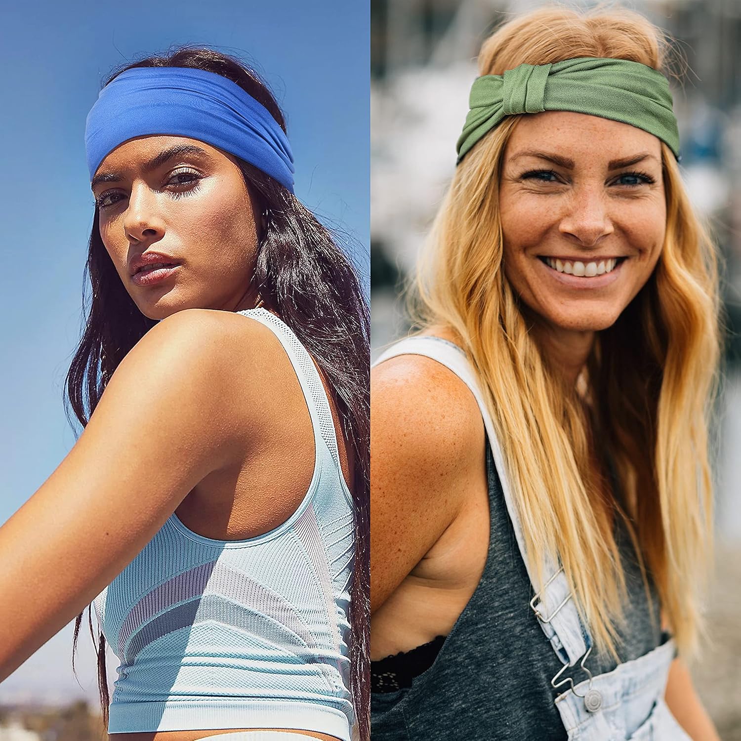 6 Pack Women's Sports Headbands Sweat Absorbent Elastic with Hair Ties for Yoga Fitness - Image 6