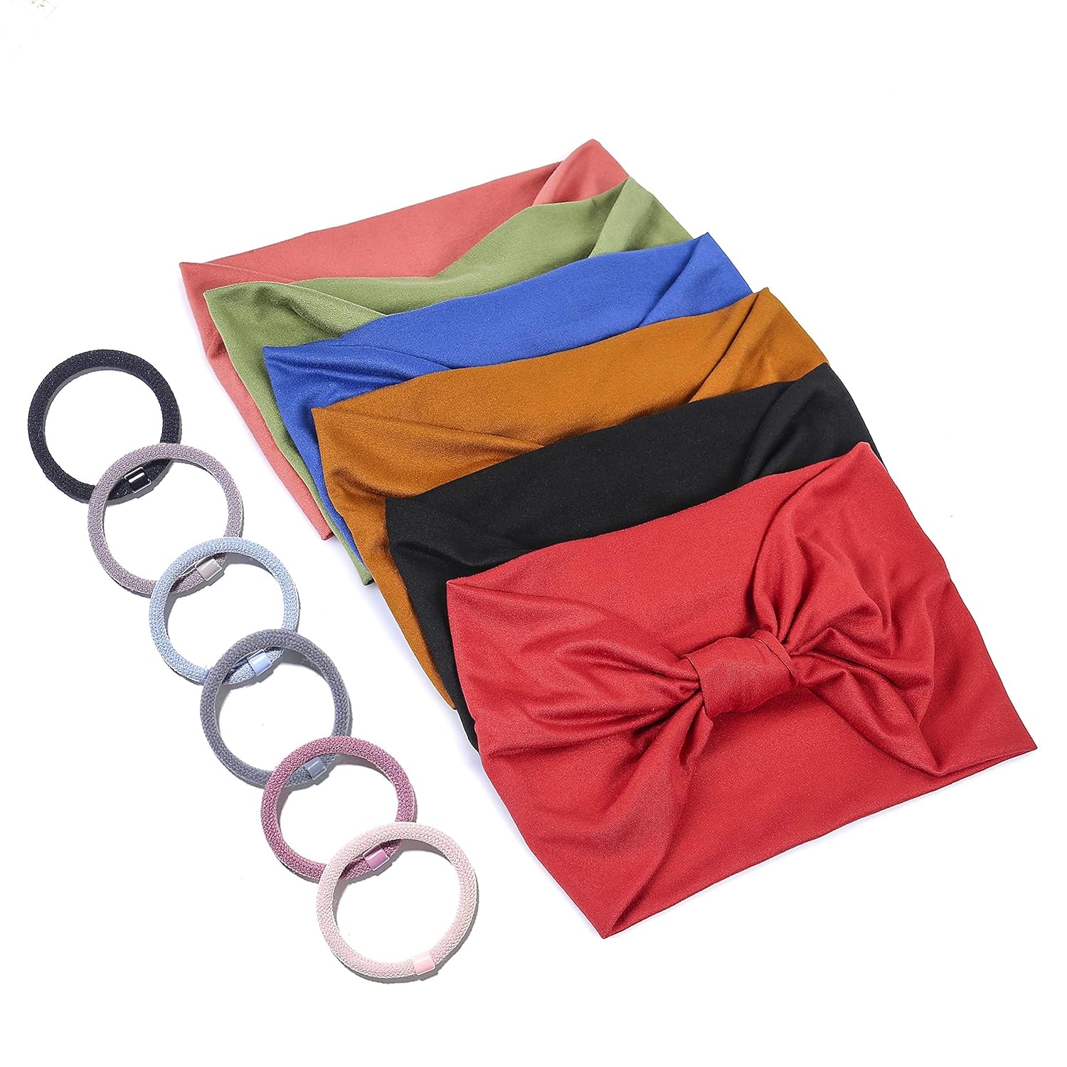 6 Pack Women's Sports Headbands Sweat Absorbent Elastic with Hair Ties for Yoga Fitness - Image 7