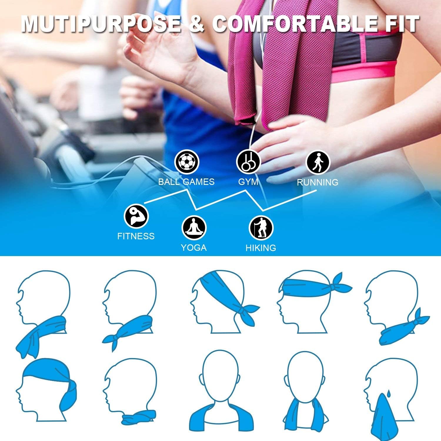 4 Pack Cooling Neck Sports Towels 100x30cm Microfiber Super Absorbent Sweat Wicking for Gym Fitness Workout - Image 4