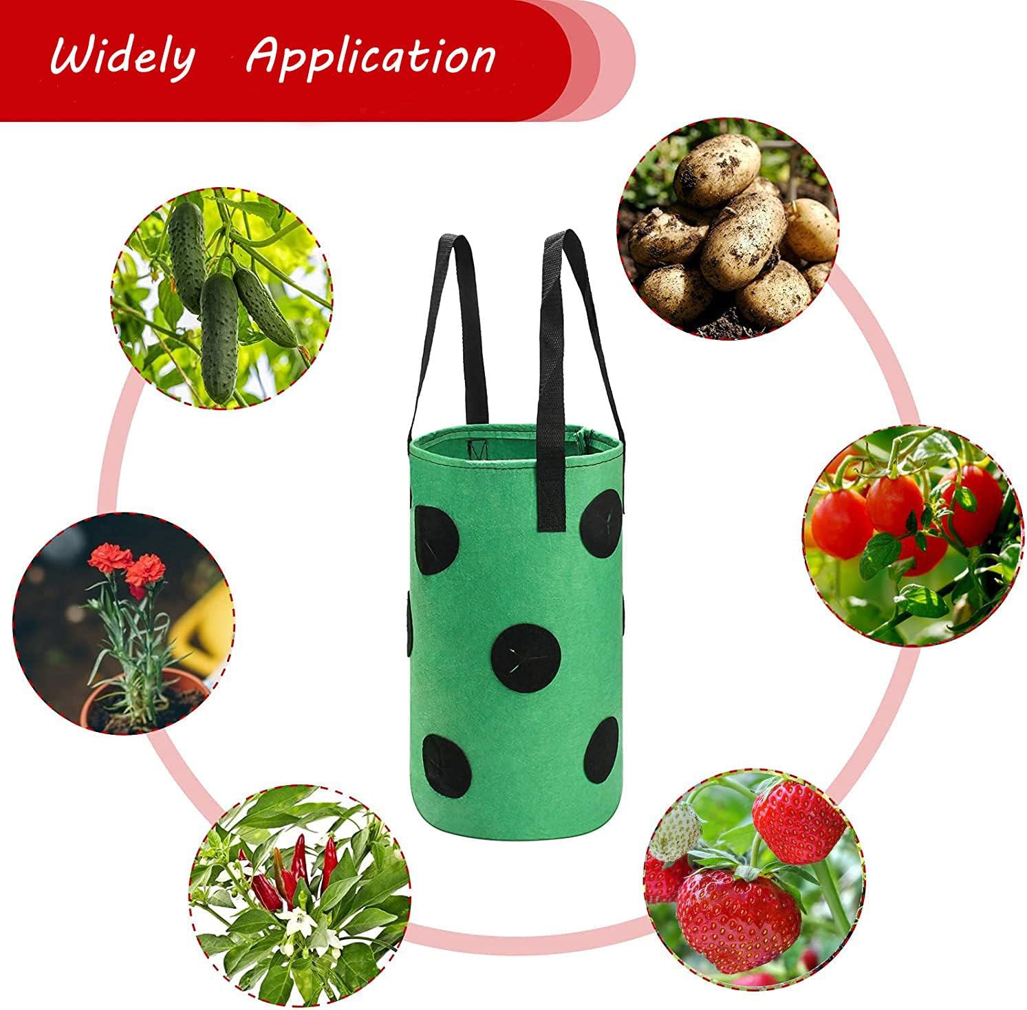 3 Pack Hanging Strawberry Planter Bags with 12 Holes Reusable Felt Grow Bags for Vegetables Herbs Flowers Ideal for Garden Balcony 20x37cm - Image 4