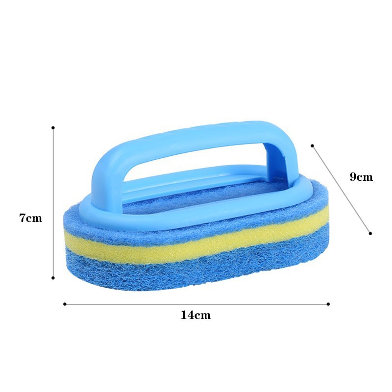 Blue Cleaning Brush with Handle Powerful Scrubber for Tiles Grout Bathroom Ergonomic Grip 14x9x7cm - Image 6
