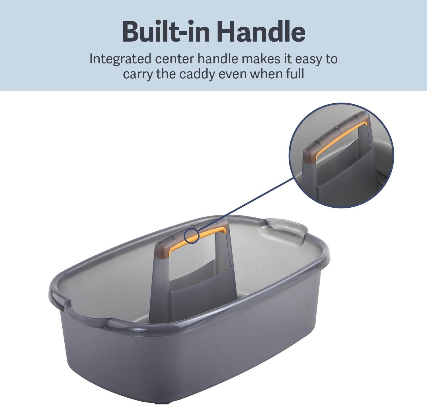 Multi-functional Storage Box with Handle 39x25x19cm Grey - Bathroom Kitchen Office Organiser Basket for Cleaning Supplies - Image 3