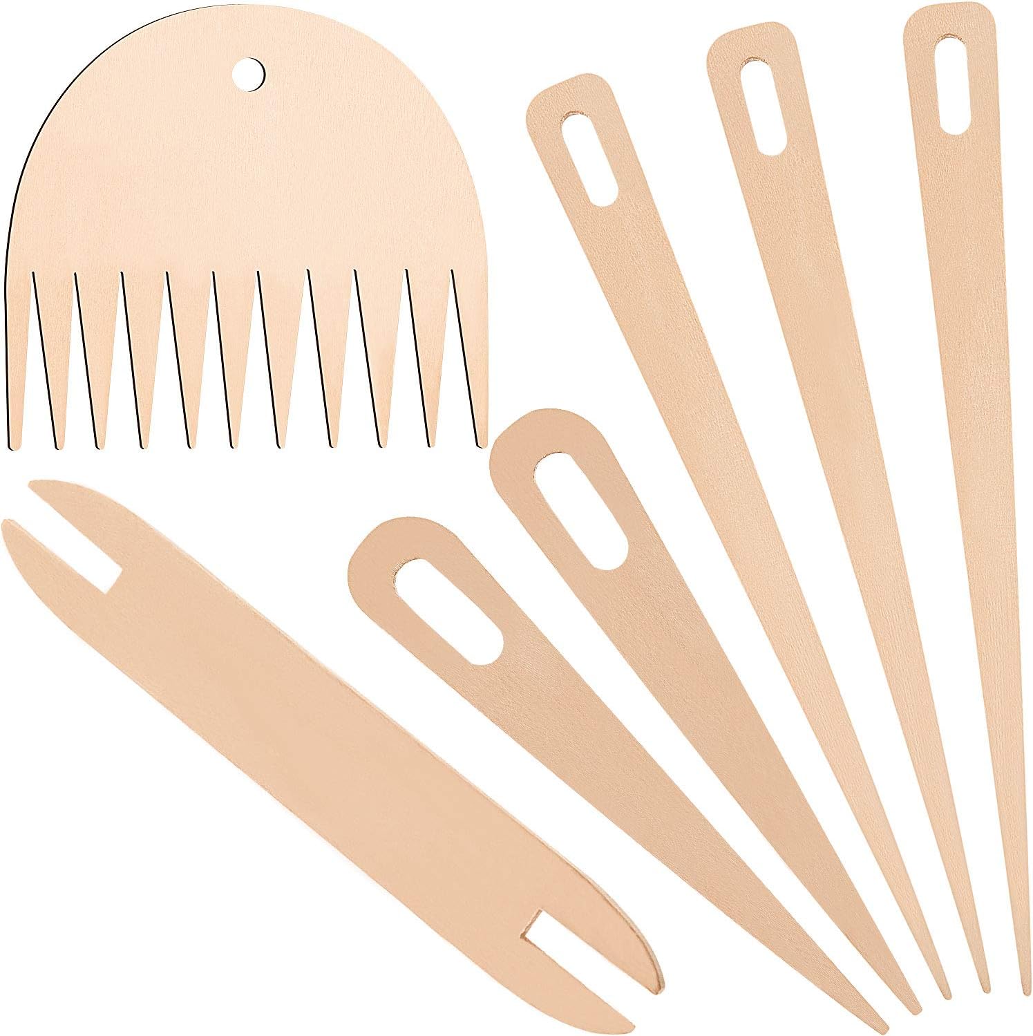 7-Delige Houten Weefset - Weefnaalden Weefspoel & Weefkam - Handweven DIY Gereedschap - Tapestry Wandtapijt Breien - Cadeau Breien Weven - Image 1