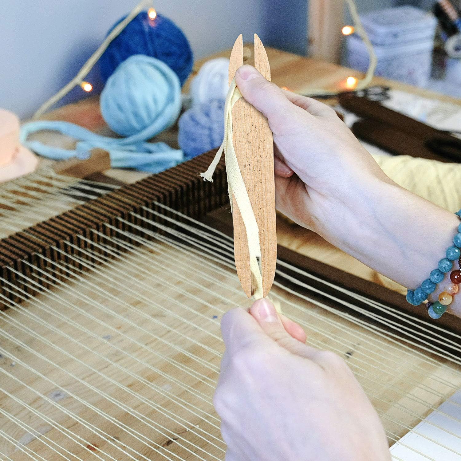 7-Delige Houten Weefset - Weefnaalden Weefspoel & Weefkam - Handweven DIY Gereedschap - Tapestry Wandtapijt Breien - Cadeau Breien Weven - Image 3