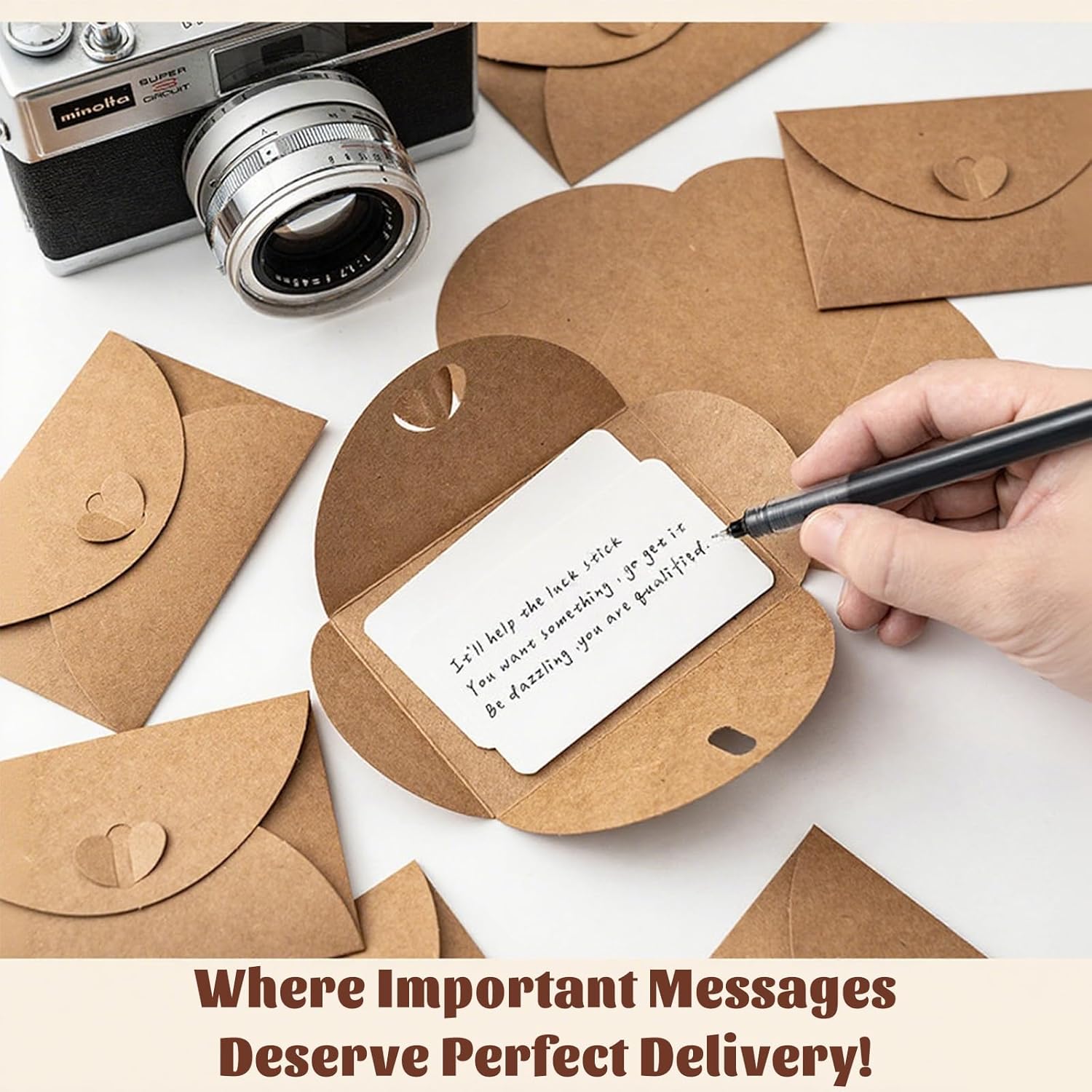 10 Pack Brown Kraft Paper Envelopes with Heart Closure 10.5x7 cm - Image 3