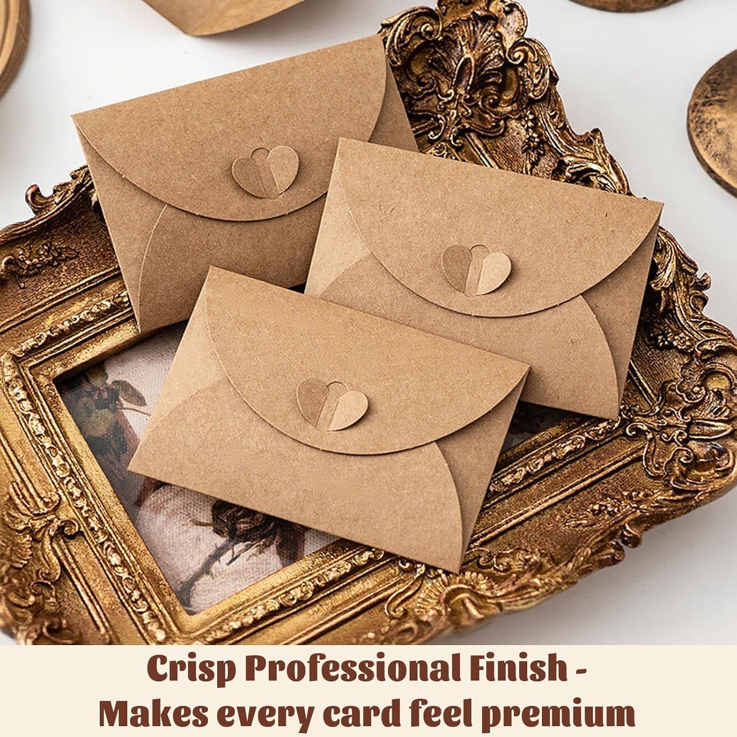 10 Pack Brown Kraft Paper Envelopes with Heart Closure 10.5x7 cm - Image 5