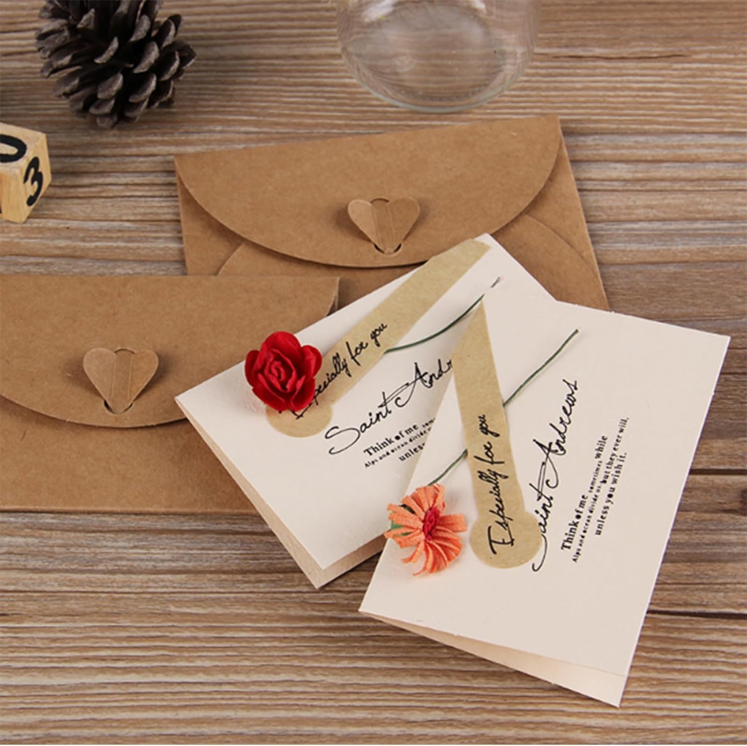 10 Pack Brown Kraft Paper Envelopes with Heart Closure 10.5x7 cm - Image 6
