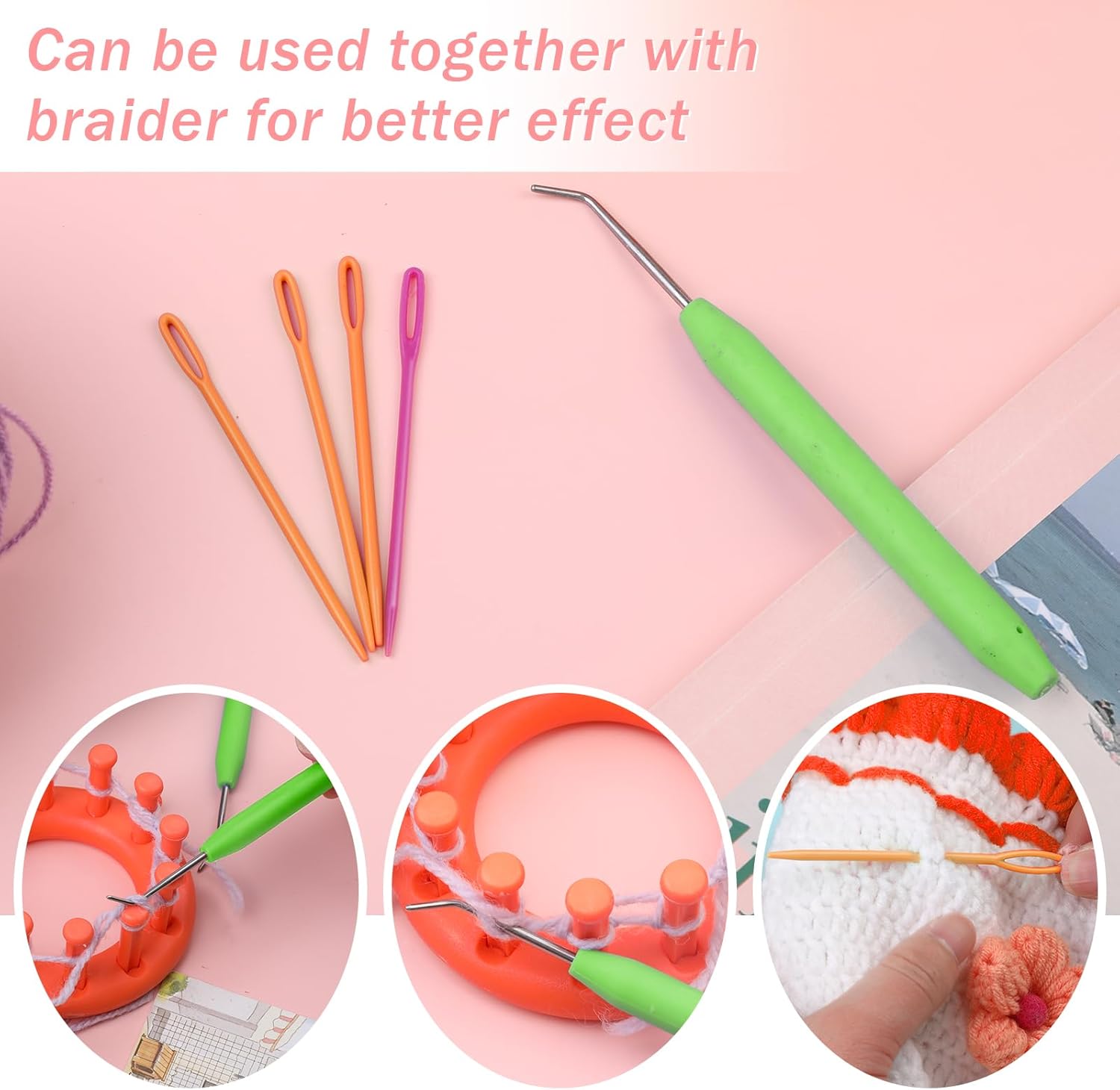 20 Piece Crochet Hook Set with Rubber Handles and Stitch Markers Ergonomic Knitting Tools for Blankets Scarves Gloves - Image 4