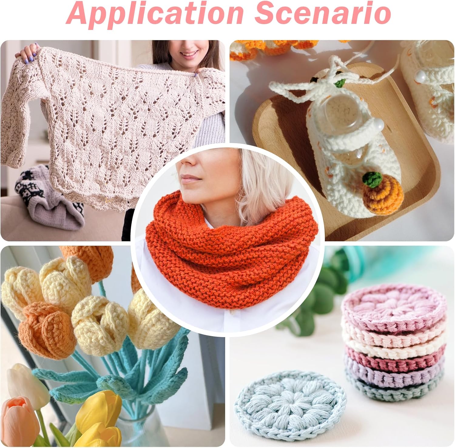 20 Piece Crochet Hook Set with Rubber Handles and Stitch Markers Ergonomic Knitting Tools for Blankets Scarves Gloves - Image 5