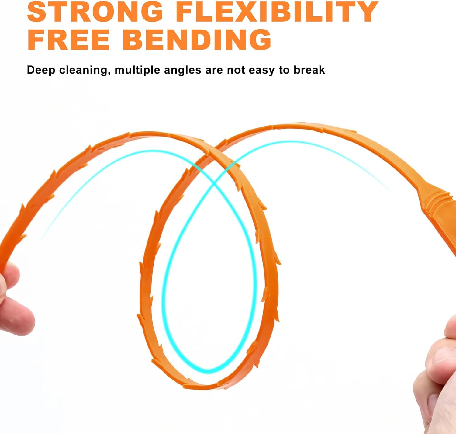4 Pack Orange Drain Unblocker Flexible Reusable Hooks for Kitchen Bathroom Toilet Sink - Image 5