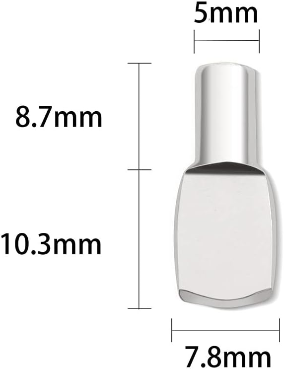 60 Silver 5mm Metal Spatula-Shaped Cabinet Support Pins for Kitchen and Wardrobe Shelves - Image 2