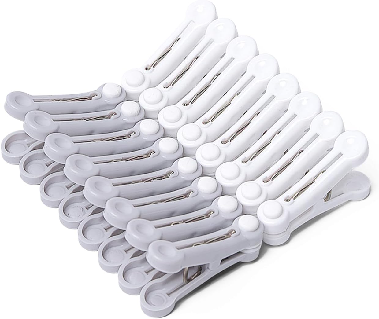 White and Grey Plastic Clothes Pegs - Multi-functional Small Clothespins for Clothing Bedding Socks Towels - Image 1