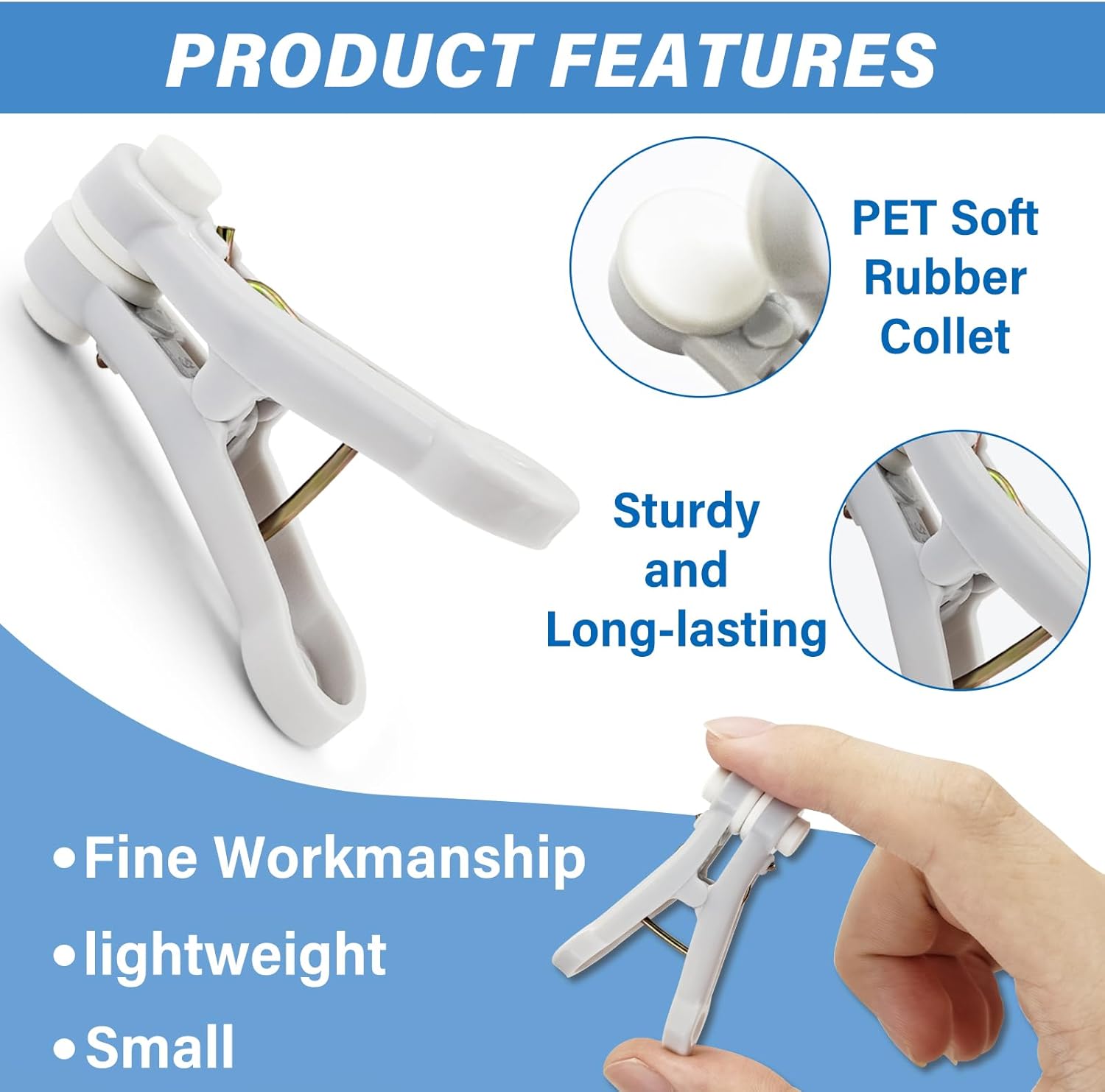 White and Grey Plastic Clothes Pegs - Multi-functional Small Clothespins for Clothing Bedding Socks Towels - Image 3