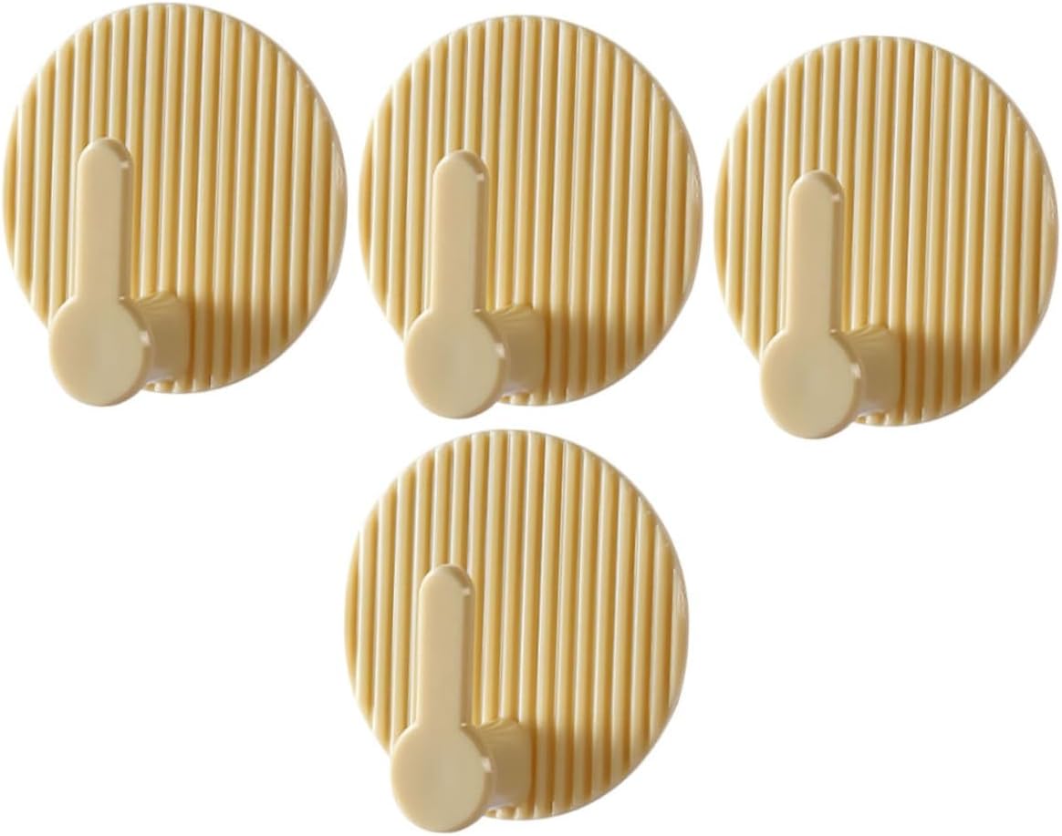 Self-Adhesive Wall Hooks 4 Pack Striped Design Beige for Bathroom Kitchen Bedroom - Image 1