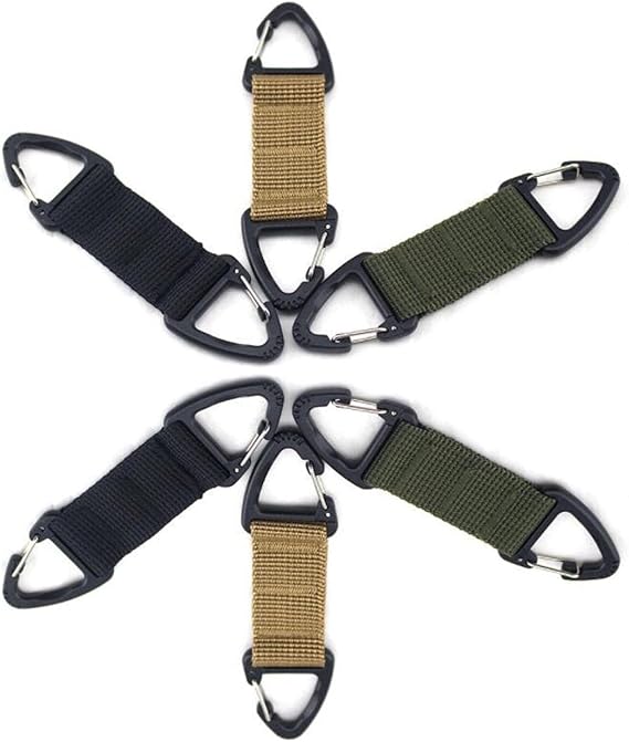 6-Piece Triangular Carabiner Hooks Set 3 Colors Multi-functional for Keys Outdoor Use and Organizing - Image 1