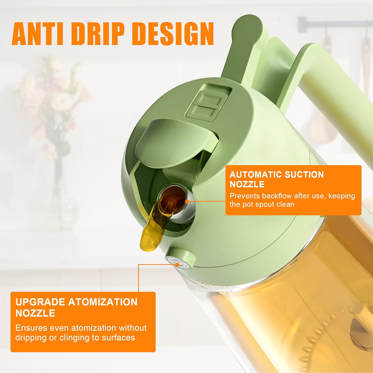 2-in-1 Olive Oil Spray & Pour Bottle 470ml Glass Dispenser for Cooking BBQ Kitchen - Image 3