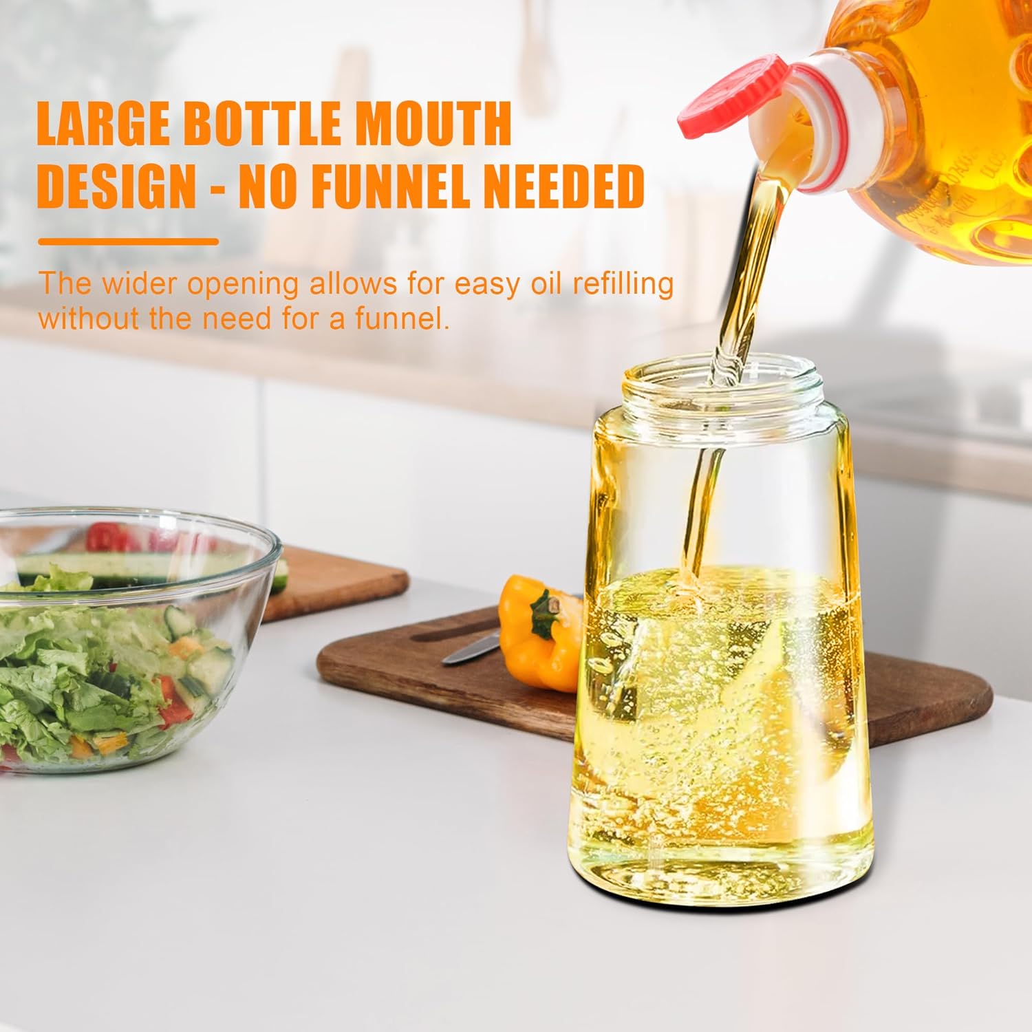 2-in-1 Olive Oil Spray & Pour Bottle 470ml Glass Dispenser for Cooking BBQ Kitchen - Image 4