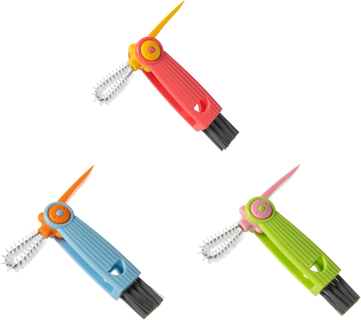 3-in-1 Bottle Cap Cleaning Brush Set with 3 Brush Heads Rotatable Compact Multifunctional - Image 1