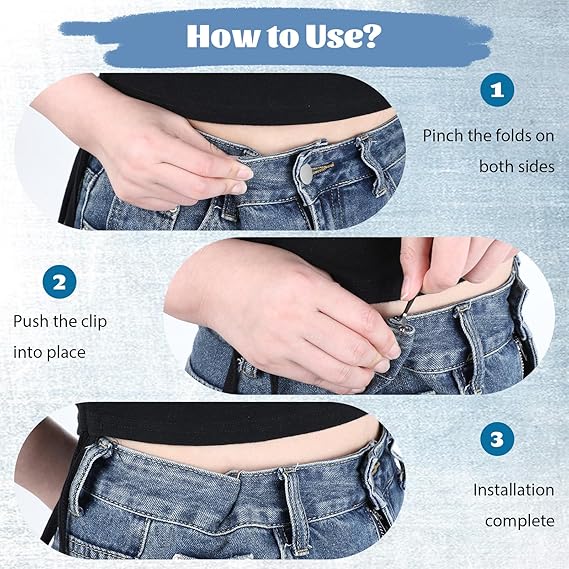 8-Pack Waistband Clips with Hook - Adjustable Waist Tightener for Pants - No Belt Needed - Image 3