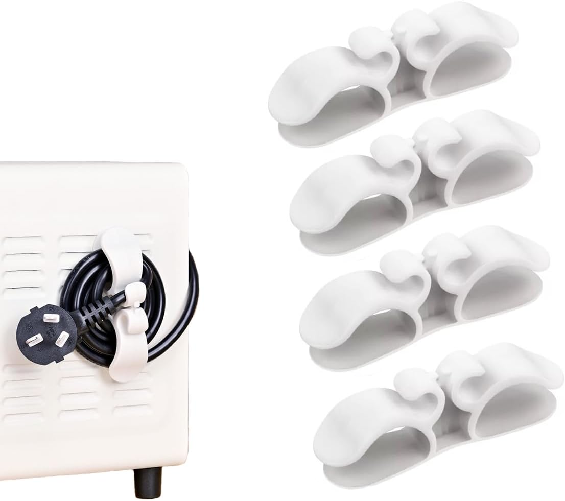 4 Pack Self-Adhesive Cable Clips - Silicone Cable Organizer for Desk & Car - Cable Holders - Image 1