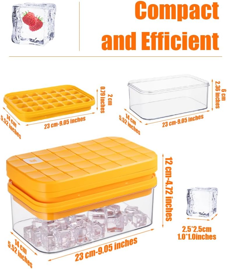Ice Cube Tray with Lid&Bin, Ice Cube Mold with 56 Cubes, Stackable Ice Trays for Freezer with Easy-Release Silicone Bottom, for Drinks, Coffee, cocktail - Image 2