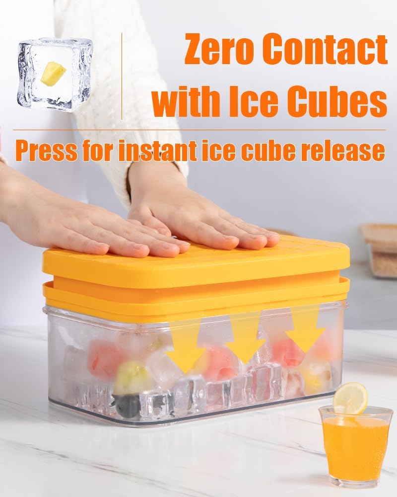 Ice Cube Tray with Lid&Bin, Ice Cube Mold with 56 Cubes, Stackable Ice Trays for Freezer with Easy-Release Silicone Bottom, for Drinks, Coffee, cocktail - Image 3