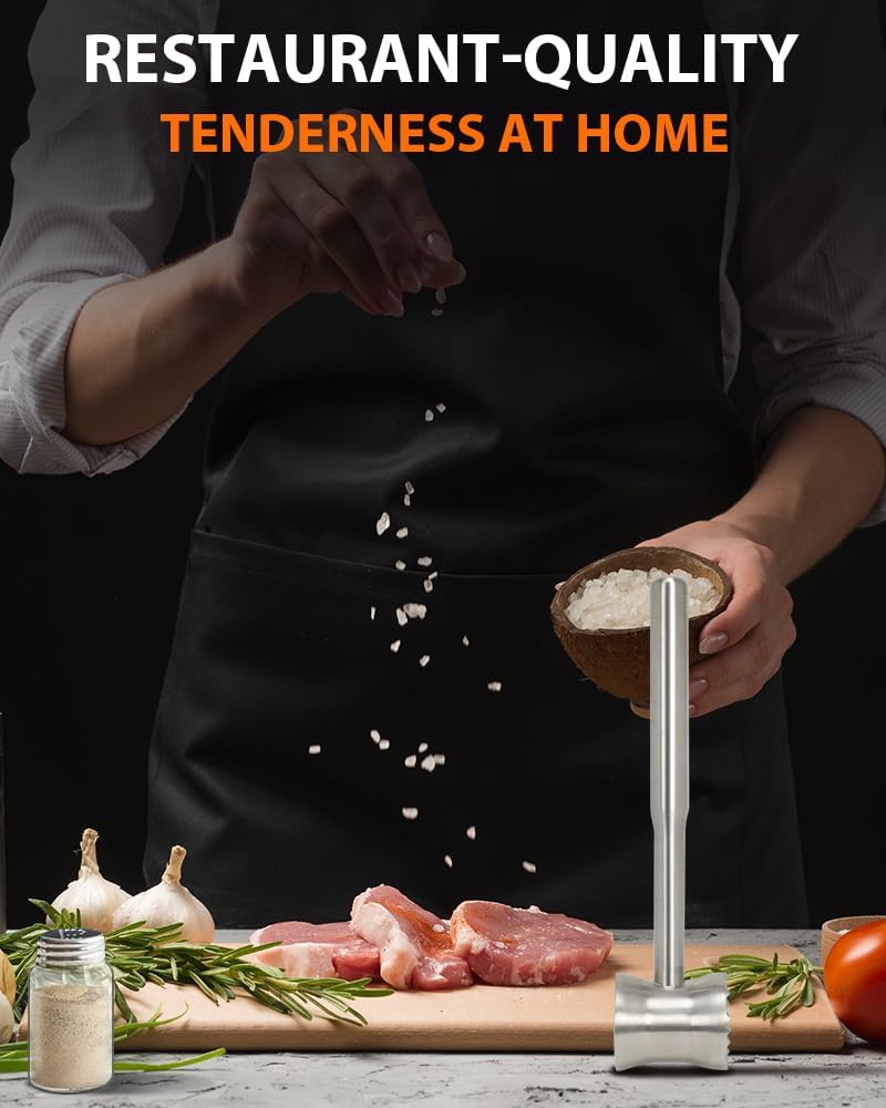 Meat Tenderizer Tool, 304 Stainless Steel Meat Mallet, 0.8lb Heavy Duty, 2 in 1 Meat Pounder for Beef, Steak, Chicken, Lamb, Dishwasher Safe - Image 6