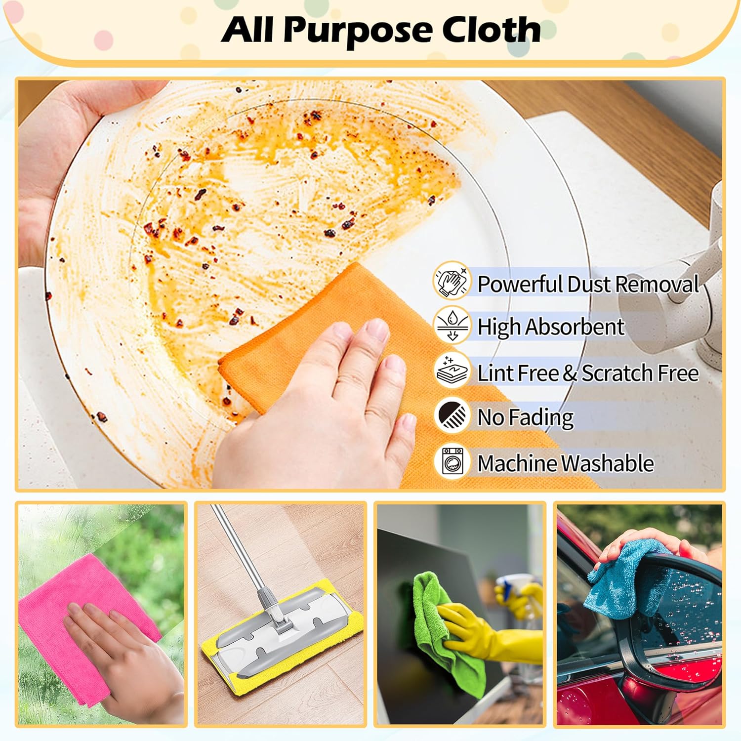 Microfiber Cleaning Cloth, 20 Pack Cleaning Rags& White Microfiber Cleaning Cloth -Pack of 12 - Image 3