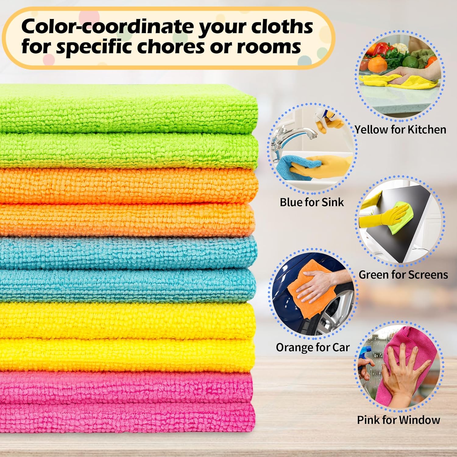 Microfiber Cleaning Cloth, 20 Pack Cleaning Rags& White Microfiber Cleaning Cloth -Pack of 12 - Image 5