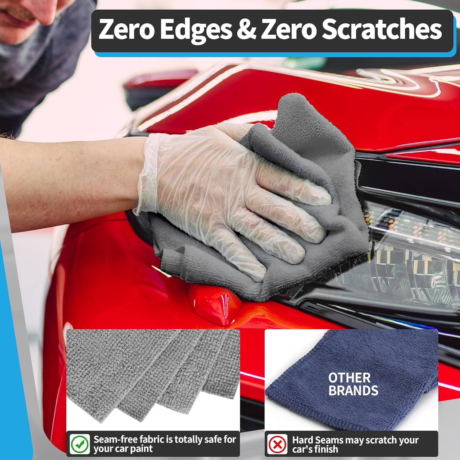 Microfiber Cleaning Cloth, 50 Pack Cleaning Rags& Grey Microfiber Cleaning Cloth -Pack of 50, 16