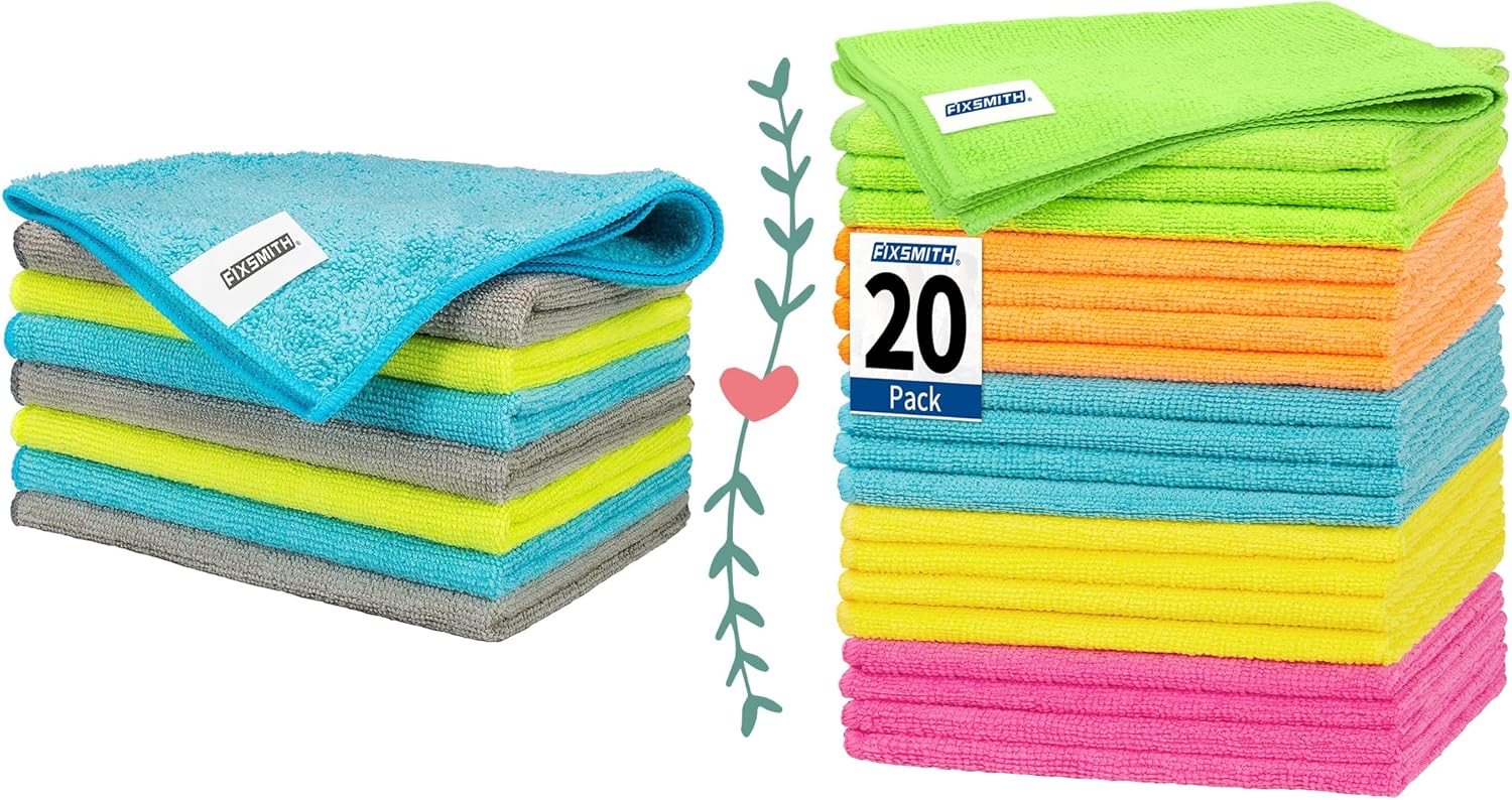 Microfiber Cleaning Cloth - Pack of 8, Size: 12 x 16 in& Microfiber Cleaning Cloth, 20 Pack Cleaning Rags, Cleaning Towels for Housekeeping - Image 1