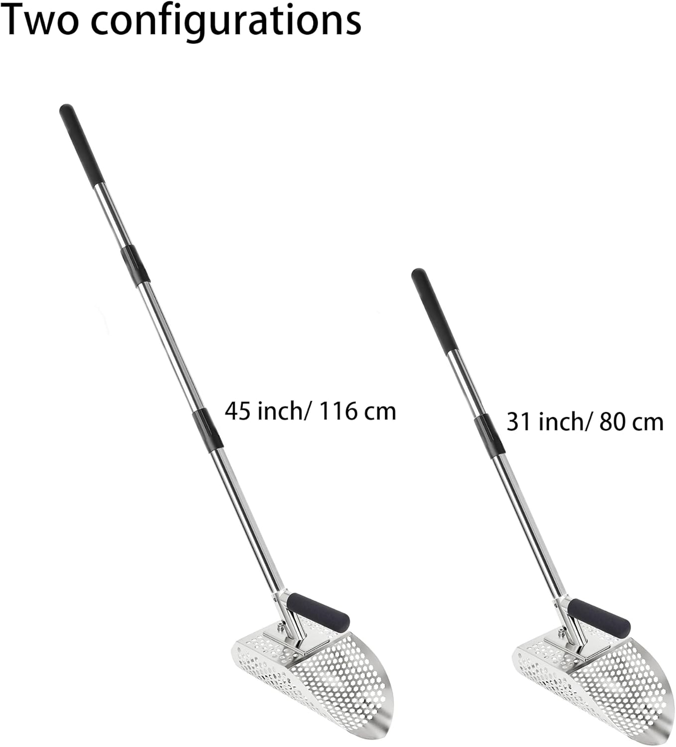 Sand Scoop for Metal Detecting, Heavy Duty Metal Detector Beach Finds Scoop, Stainless Steel Metal Detecting Tool Digging Shovel Fast Sifting Stainless Steel Shovel (w/Long Handle) - Image 3