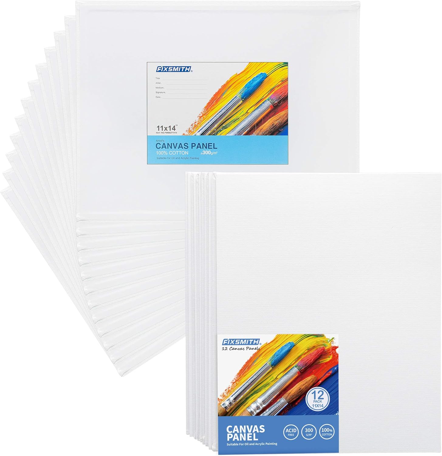 Painting Canvas Panel Boards - 5x7 Inch Art Canvas,24 Pack with 11x14 Inch Canvas Board Super Value 12 Pack Canvases,100% Cotton,Primed Canvas Panel,Acid Free,Artist Canvas Boards - Image 6