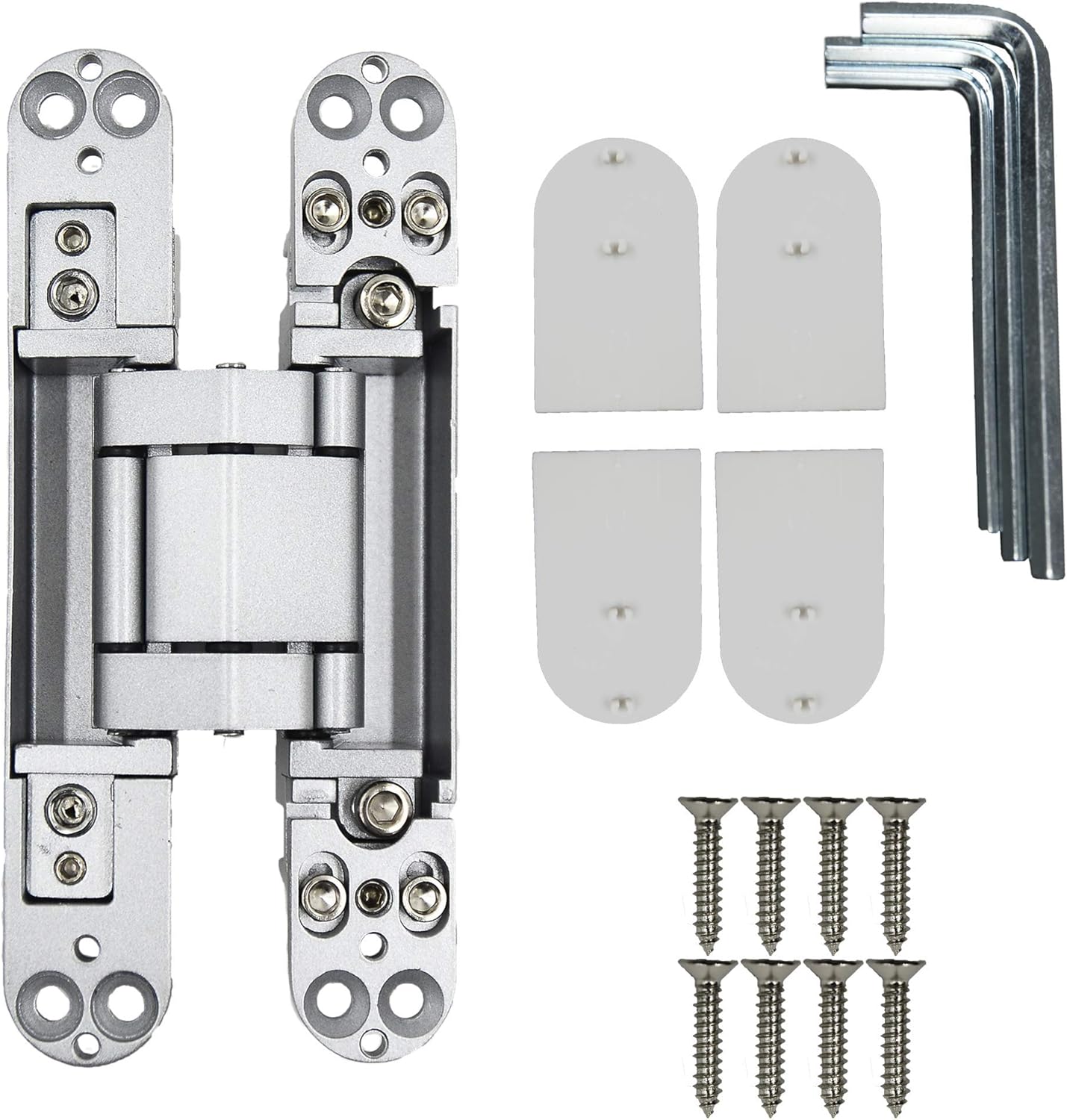 6inch Hidden Door Hinges Invisible Hinges Concealed Hinges Zinc Alloy 180 Degree Swing Hinge 3 Way Adjustable Butt Hinge 6 x 2.5 x 1 inch (Silver Pack of 3) - Image 3