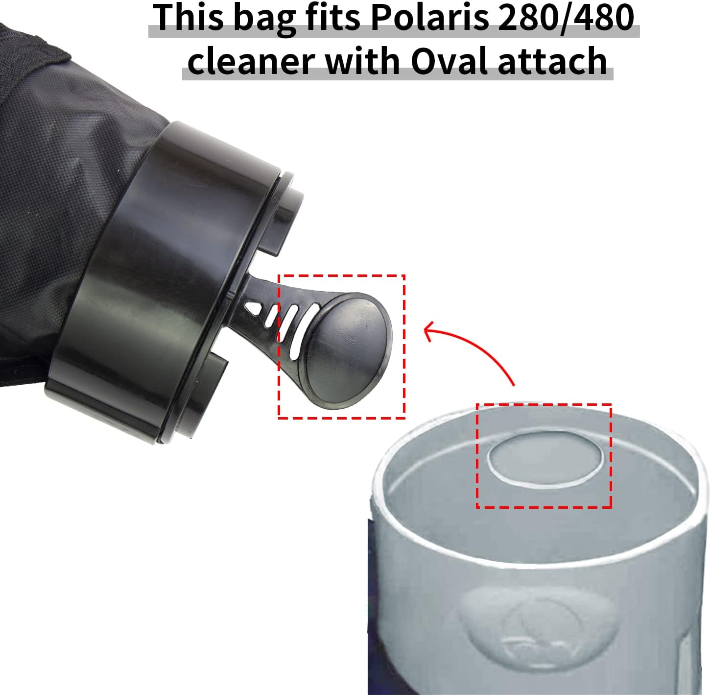 Black Nylon Mesh Pool Cleaner Bags,All Purpose Filter Bag K13 K16 with Zipper Replacement for Polaris 280 and 480 Pool Cleaner(2 Pack) - Image 2
