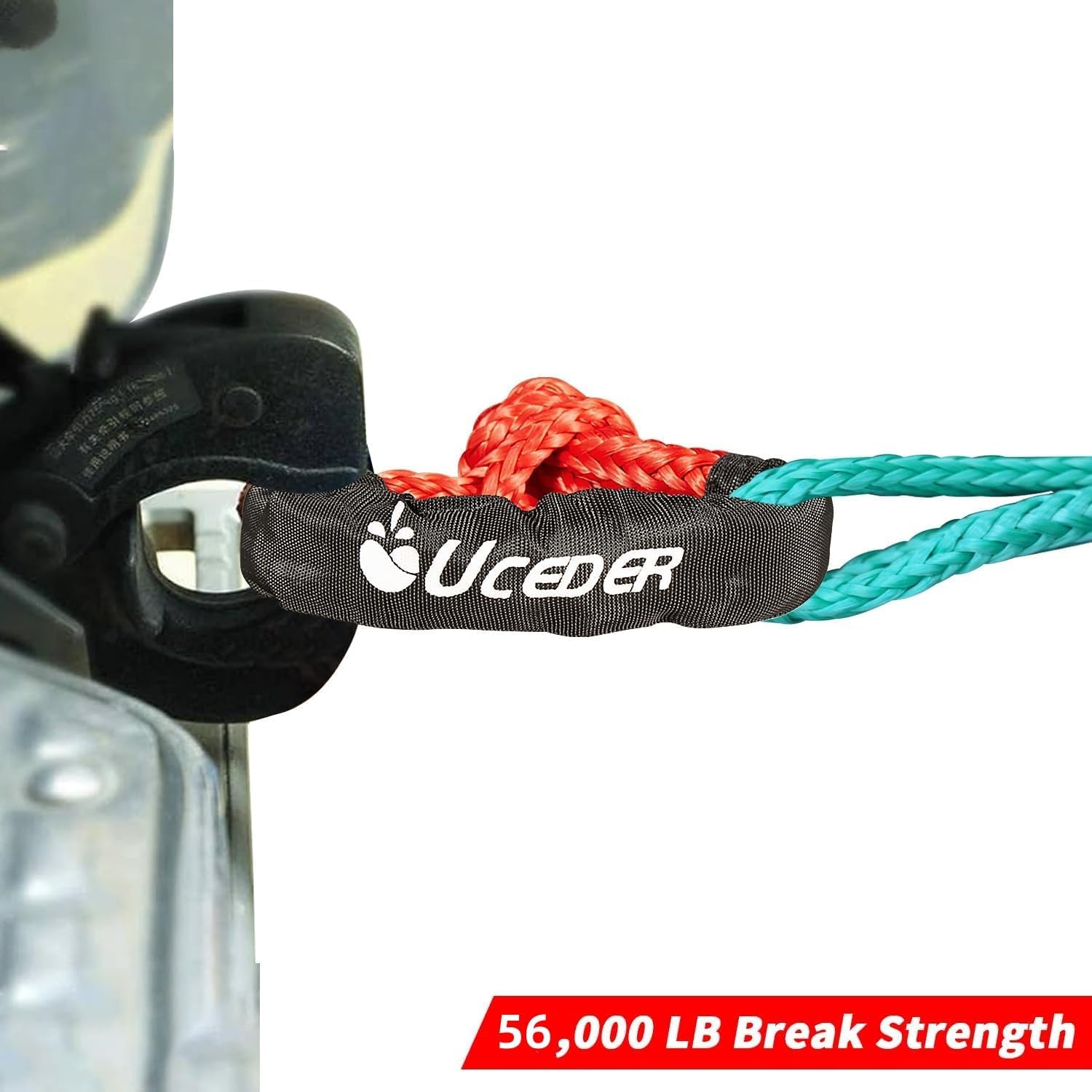 Soft Shackle,Synthetic Shackle Rope Recovery Kit with Extra Protective Sleeves(56,000 lbs Breaking Strength) Heavy Duty Tow Shackles for Off-Road, Truck, Jeep, SUV, UTV, ATV (Red) - Image 6