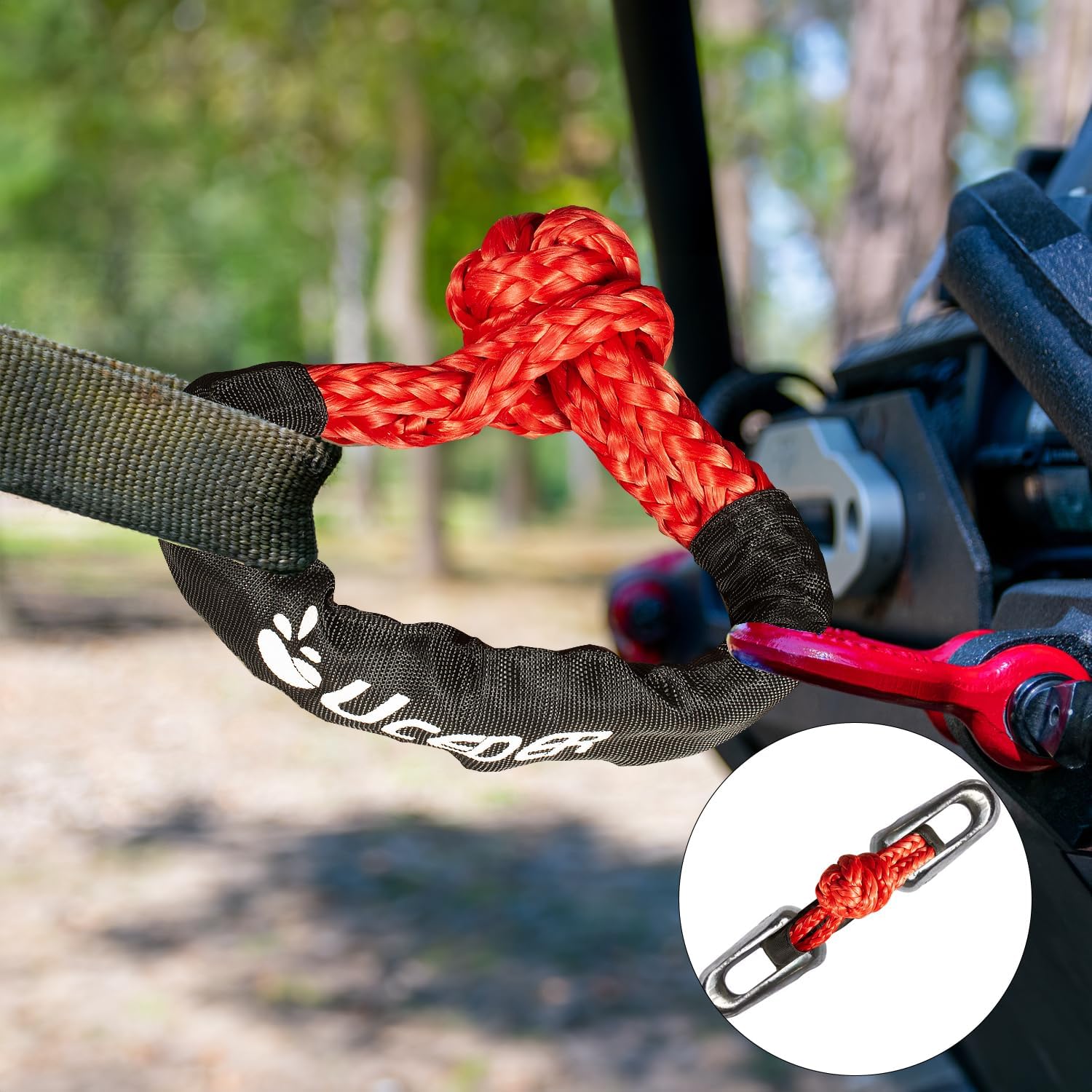 Soft Shackle,Synthetic Shackle Rope Recovery Kit with Extra Protective Sleeves(56,000 lbs Breaking Strength) Heavy Duty Tow Shackles for Off-Road, Truck, Jeep, SUV, UTV, ATV (Red) - Image 7