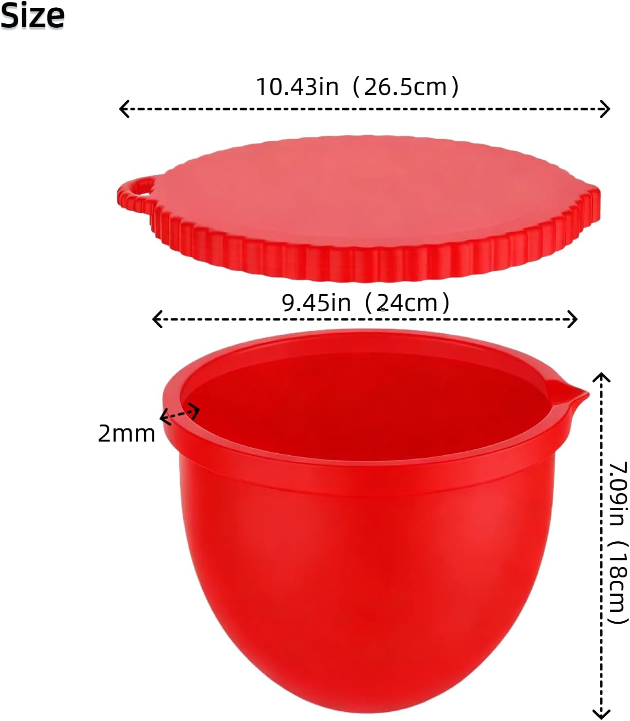 Upgraded Silicone Bowl Liners for KitchenAid 5 Qt Mixers,Thickened Silicone Liners Fits Tilt-Head Stand Mixers,Dishwasher Safe,Replacement Bowl Accessories for Baking (Red & Black & White, 3) - Image 2