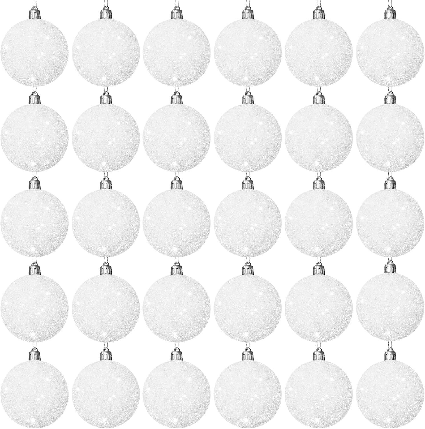 30 Pcs 2.36 Inch White Snowball Ornament,Christmas White Sparkly Ball Ornament,Christmas Tree Ball Decorations for Winter Theme Valentines Party,Holiday,Wreath - Image 1